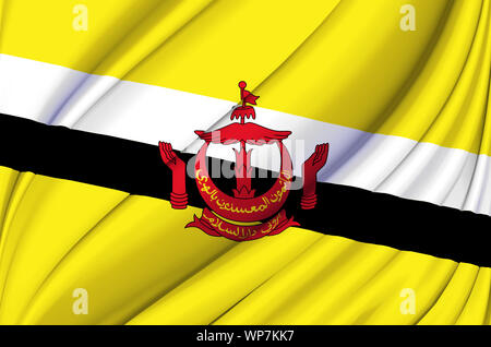 Brunei waving flag illustration. Les pays d'Asie. Parfait pour l'utilisation d'arrière-plan et la texture. Banque D'Images