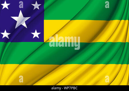Sergipe waving flag illustration. États du Brésil. Parfait pour l'utilisation d'arrière-plan et la texture. Banque D'Images