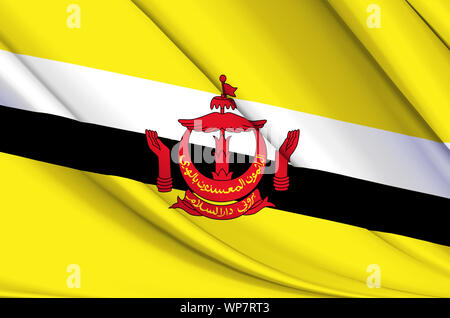 Brunei waving flag illustration. Les pays d'Asie. Parfait pour l'utilisation d'arrière-plan et la texture. Banque D'Images