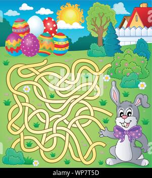 4 Labyrinthe avec thème de Pâques Illustration de Vecteur