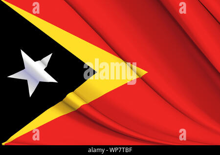 Le Timor oriental waving flag illustration. Les pays d'Asie. Parfait pour l'utilisation d'arrière-plan et la texture. Banque D'Images