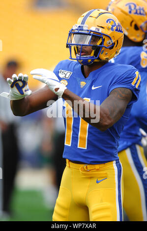 Pittsburgh, PA, USA. Sep 7, 2019. Mack Taysir # 11 au cours de l'Ohio Bobcats vs Panthers Pitts au stade Heinz Field de Pittsburgh, PA. Jason Pohuski/CSM/Alamy Live News Banque D'Images