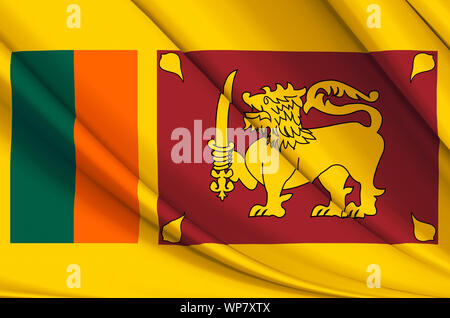 Sri Lanka waving flag illustration. Les pays d'Asie. Parfait pour l'utilisation d'arrière-plan et la texture. Banque D'Images