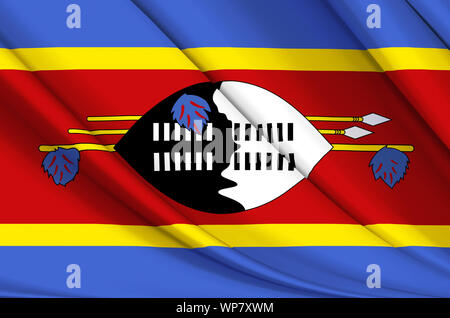 Swaziland waving flag illustration. Pays de l'Afrique. Parfait pour l'utilisation d'arrière-plan et la texture. Banque D'Images