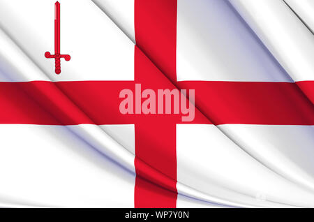 La Ville Londres waving flag illustration. Régions de l'Angleterre et le Royaume-Uni. Parfait pour l'utilisation d'arrière-plan et la texture. Banque D'Images