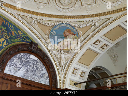 Prix du bibliothécaire. Pendentif circulaire murale dans la chambre de l'administrateur général, par Edward J. Holslag. Bibliothèque du Congrès américain Thomas Jefferson Building, Washington, D.C. Banque D'Images