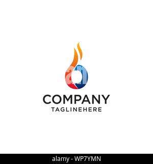 Lettre initiale de conception de logo Ofire. fire les logos d'entreprise, les sociétés pétrolières, des sociétés minières, fire logos, logos d'entreprise, marketing. icon. vector Illustration de Vecteur