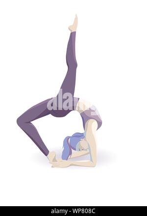 Fille mince dans une belle pose d'yoga ou de pilates. Concept fitness sport. Vector Illustration Illustration de Vecteur