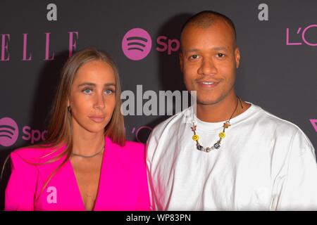 NEW YORK, NEW YORK - 05 SEPTEMBRE : Sabrina Albarello et Heron Preston assister à elle, les femmes en musique présenté par Spotify et hébergé par Nina Garcia, confiture Banque D'Images