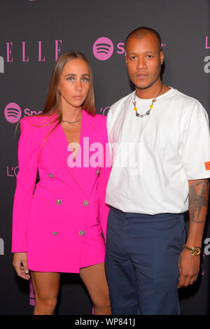 NEW YORK, NEW YORK - 05 SEPTEMBRE : Sabrina Albarello et Heron Preston assister à elle, les femmes en musique présenté par Spotify et hébergé par Nina Garcia, confiture Banque D'Images