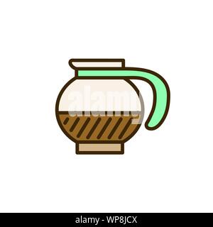 Icône café w vert couleurs brun et brun foncé Illustration de Vecteur