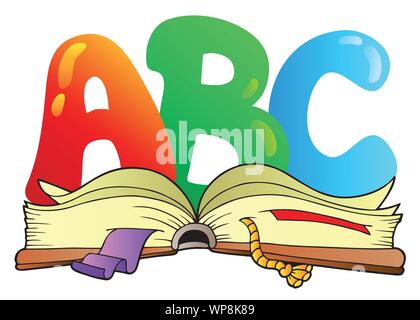 Lettres ABC Cartoon avec livre ouvert Illustration de Vecteur