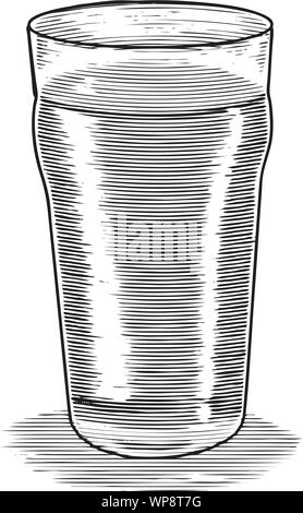 Gravure sur bois illustration d'un verre de bière. Illustration de Vecteur