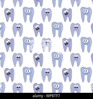 Dents de modèle avec différentes émotions. vector illustration. papier d'emballage. Illustration de Vecteur