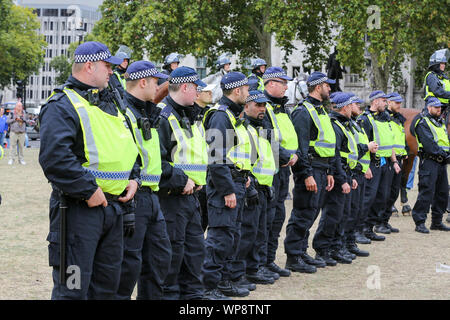 Londres, Royaume-Uni. 07Th Nov, 2019. Grand nombre d'agents de police au cours de l'alerte se Pro-Brexit protester contre la place du Parlement à Westminster, Londres. Credit : SOPA/Alamy Images Limited Live News Banque D'Images