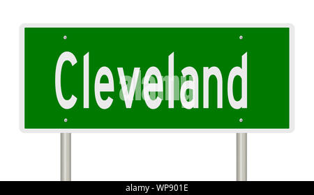 Rendu d'une autoroute verte signe pour Cleveland Banque D'Images