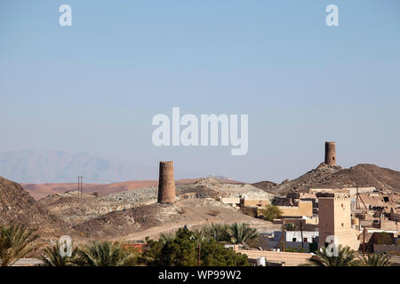 Village de guet et Jabal Al Batinah Région Nakhal Sultanat d'Oman Banque D'Images