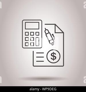 Calcul de l'argent dans l'icône de style plat. Budget voyage vector illustration sur fond isolé. Paiement financier concept d'entreprise. Illustration de Vecteur