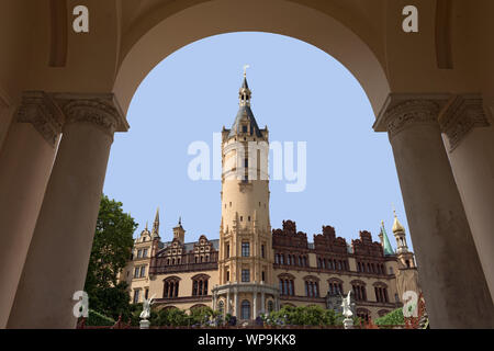 Flèche de château de Schwerin, Schleswig-Holstein, Allemagne Banque D'Images