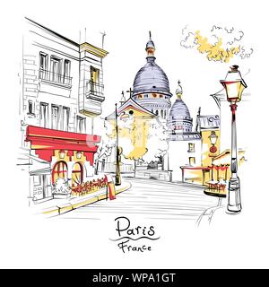 Montmartre à Paris, France Illustration de Vecteur