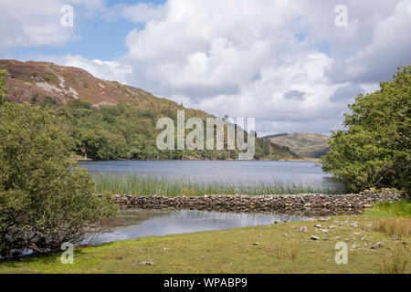 Cynwch Llyn lac sur le précipice populaire à pied, le parc national de Snowdonia, le Nord du Pays de Galles, Royaume-Uni Banque D'Images