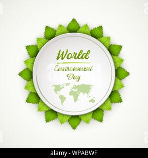 La journée mondiale de l'environnement. Feuilles vert frais lumineux. Illustration vecteur EPS10