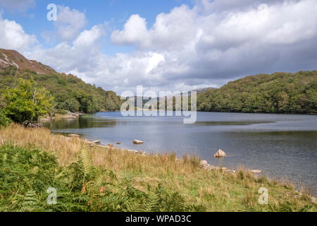 Cynwch Llyn lac sur le précipice populaire à pied, le parc national de Snowdonia, le Nord du Pays de Galles, Royaume-Uni Banque D'Images