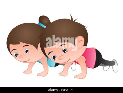 L'homme et la femme grosse tête bulle cartoon pousser jusqu'à la santé et la bonne forme,exercice,vector illustration Illustration de Vecteur