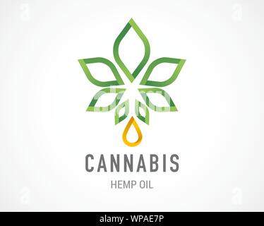 Feuille de cannabis, de la marijuana médicale, CBD, symbole de l'huile et le logo. Conception vectorielle Illustration de Vecteur