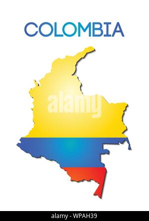 Couleur du drapeau national de la Colombie à la carte par gradient Illustration de Vecteur