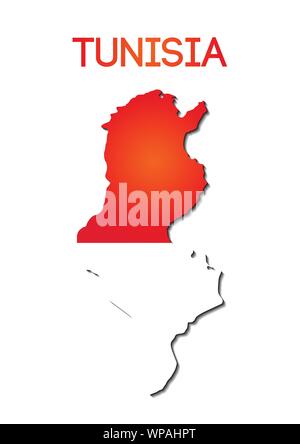 Couleur du drapeau national dans la carte de la Tunisie, par gradient Illustration de Vecteur