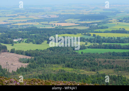 Vue panoramique depuis le sommet de Bennachie, l'un des plus éminents Hills dans l'Aberdeenshire, Ecosse Banque D'Images