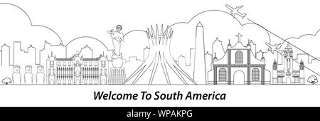 Asie top célèbre,style du contour du texte à l'intérieur,Voyages et tourisme,vector illustration Illustration de Vecteur