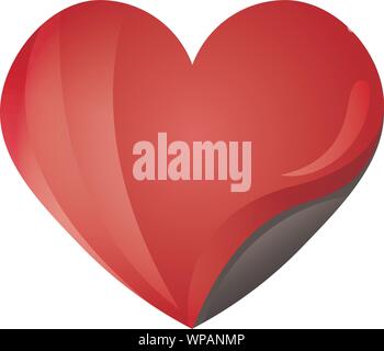 Coeur rouge 3d icônes, signe de l'amour, collection vecteur isolé Illustration de Vecteur