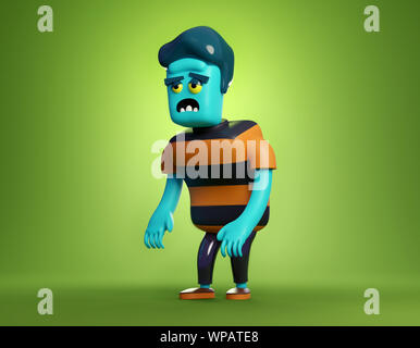 Un zombie halloween monstre de caractère. 3D illustration. Banque D'Images