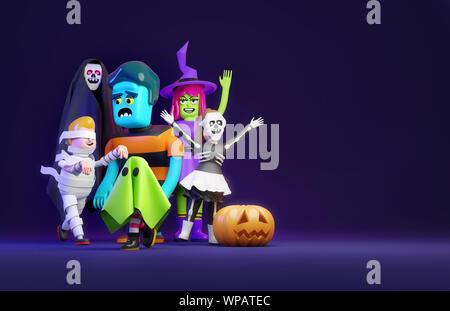 Spooky Halloween fancy dress personnages et monstres ! 3D illustration Banque D'Images
