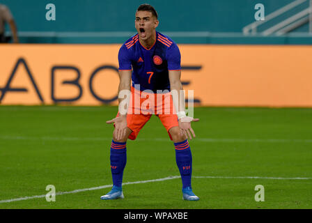 6 septembre 2019 ; Hard Rock Stadium, Miami, Floride, États-Unis d'Amérique ; match amical contre le Brésil, Colombie ; Rafael Santos Borre de Colombie - usage éditorial uniquement. Banque D'Images