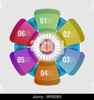 Diagramme infographic template avec 6 options pour votre conception. Vector illustration. Illustration de Vecteur