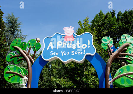 Castelnuovo del Garda, Italie - 13 août 2019 : Peppa Pig, zone à l'intérieur des terres à thème Parc à Thème Gardaland à Castelnuovo del Garda, Vérone, Italie Banque D'Images