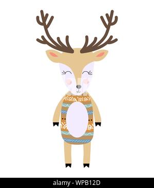 Poster avec cartoon cute deer pour enfants et amusant slogan dans un style scandinave. Graphiques dessinés à la main, zoo. Illustration de Vecteur