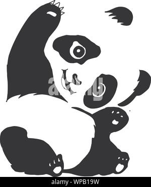 Cute funny cartoon bébé panda assis et sourire vector illustratio Illustration de Vecteur