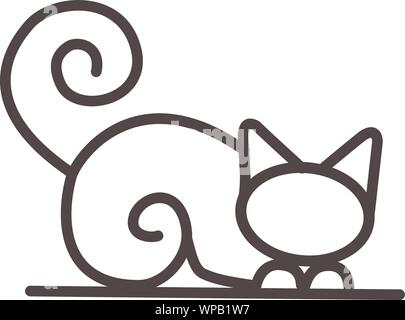 Accueil animaux domestiques, monolines minimaliste lineart contours icône cat modèle logo vector illustration moderne, étiquette de chaton pour clinique vétérinaire Logo concept. Illustration de Vecteur