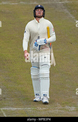 Manchester, UK. 05Th Sep 2019. Jason Roy d'Angleterre réagit après avoir été rejeté au cours de la cinquième journée de la 4e Test Match Cendres Specsavers, au terrain de cricket Old Trafford, Manchester, Angleterre. Credit : España/Alamy Live News Banque D'Images