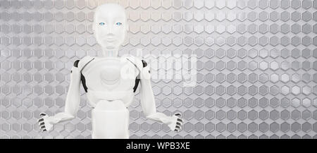 L'intelligence artificielle robot et modèle hexagonal 3d-illustration Banque D'Images