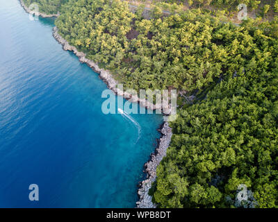 Vue aérienne de la baie de Gokova, Turquie Zone de protection marine Banque D'Images