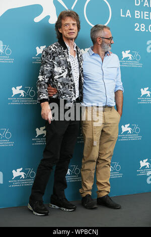 Venise, Italie - 07 SEPTEMBRE : Mick Jagger et Giuseppe Capotondi assister à "l'Hérésie" orange brûlé au cours d'une séance de la 76e Festival du Film de Venise à sa Banque D'Images