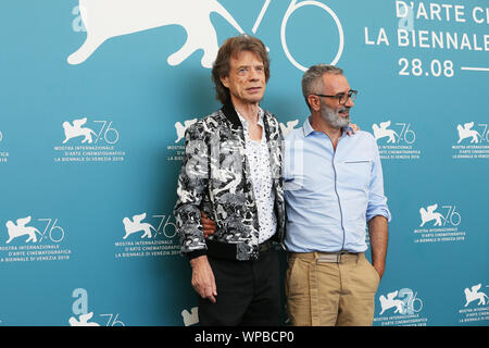 Venise, Italie - 07 SEPTEMBRE : Mick Jagger et Giuseppe Capotondi assister à "l'Hérésie" orange brûlé au cours d'une séance de la 76e Festival du Film de Venise à sa Banque D'Images