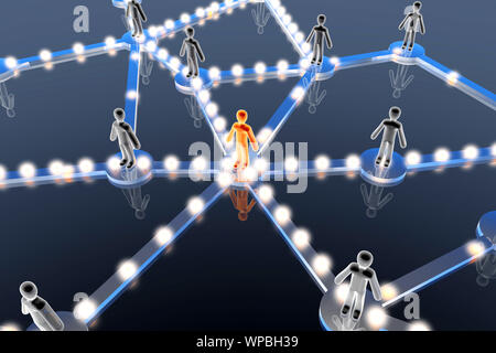 Rendu 3D Illustration des avatars symbolisant les individus formant un réseau social. Banque D'Images