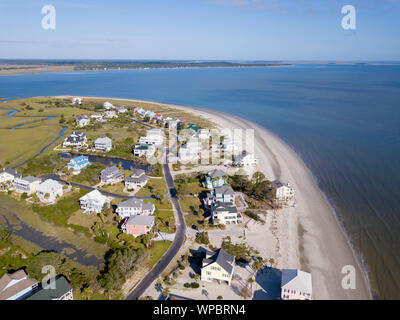 Vue aérienne de l'Île Harbour et des maisons en Caroline du Sud, USA. Banque D'Images