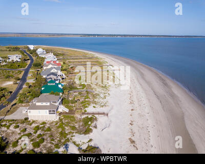 Vue aérienne de maisons sur Harbour Island, Caroline du Sud. Banque D'Images